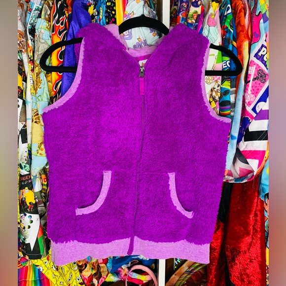 Circo purple plush furry bear vest/jacket - Picture 1 of 8